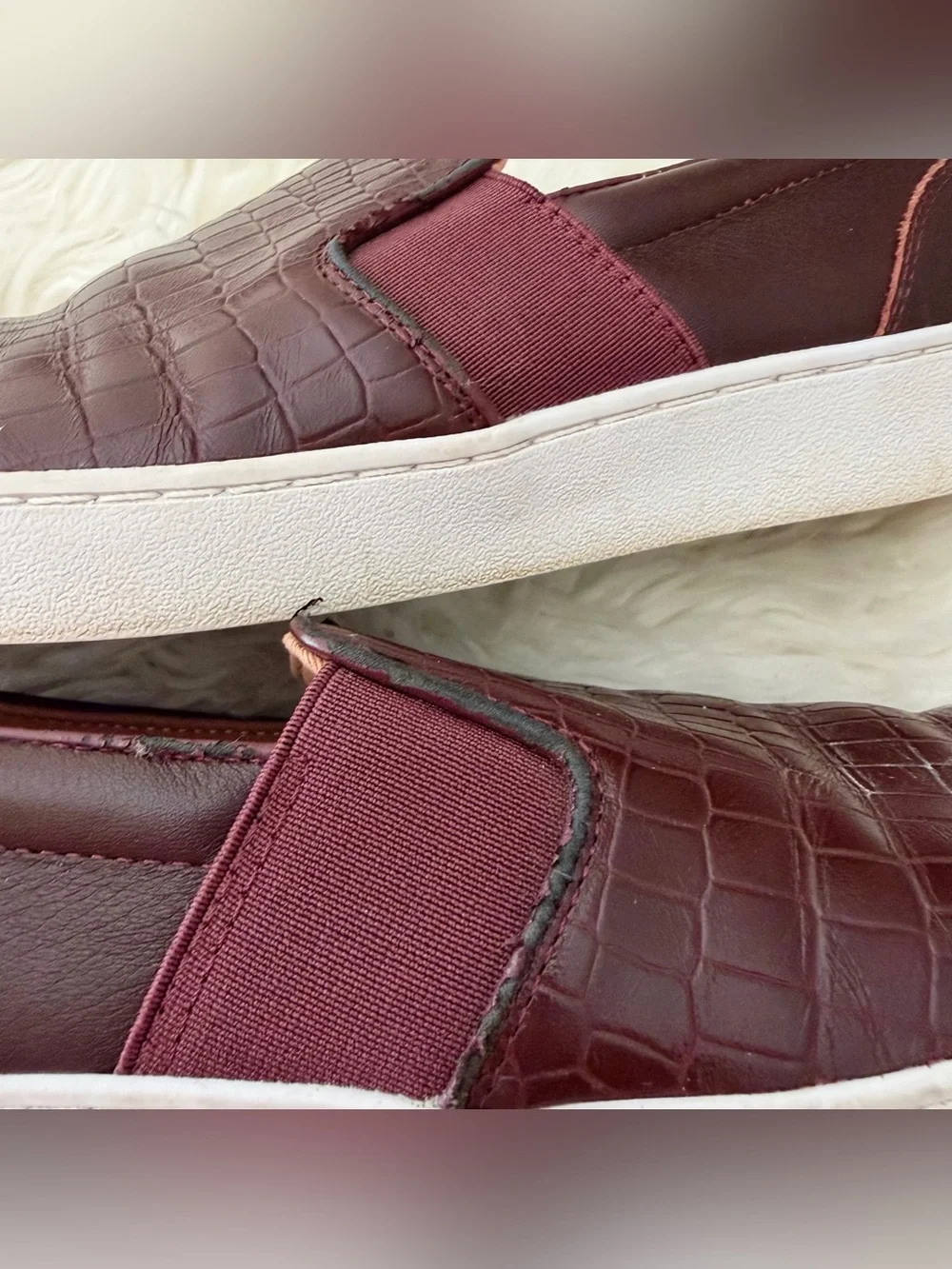 Vionic | Demetra Croc Animal Print Slip On Leather Shoes Loafer Burgundy Size 8